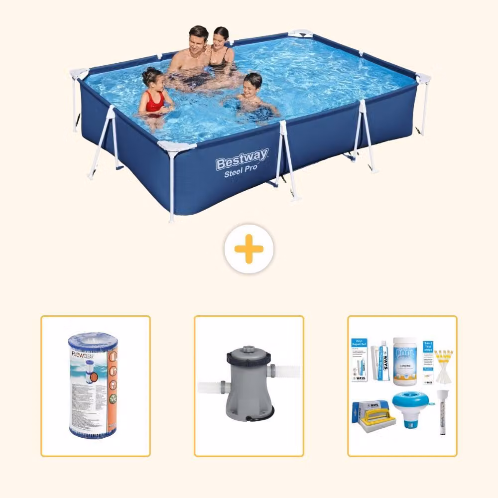 Bestway Steel Pro, piscina rettangolare - 300x201x66 cm - 4 pezzi - Modello S22718
