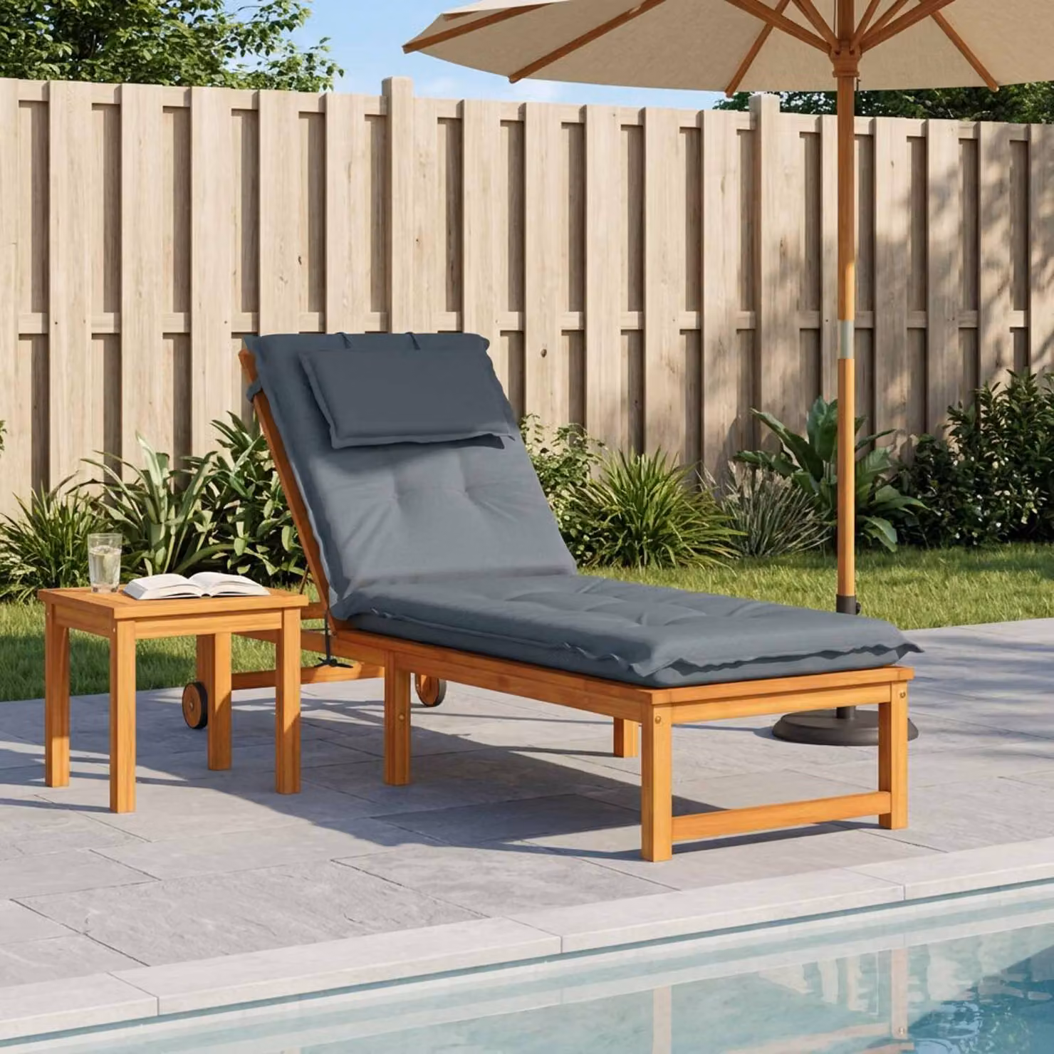 vidaXL Cuscino per Lettino GEMERT 100% Poliestere Blu 190 x 60 x 9 cm