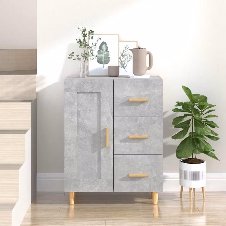 Credenza vidaXL in legno multistrato e MDF, Grigio Cemento, L 69,5 x P 34 x H 90 cm