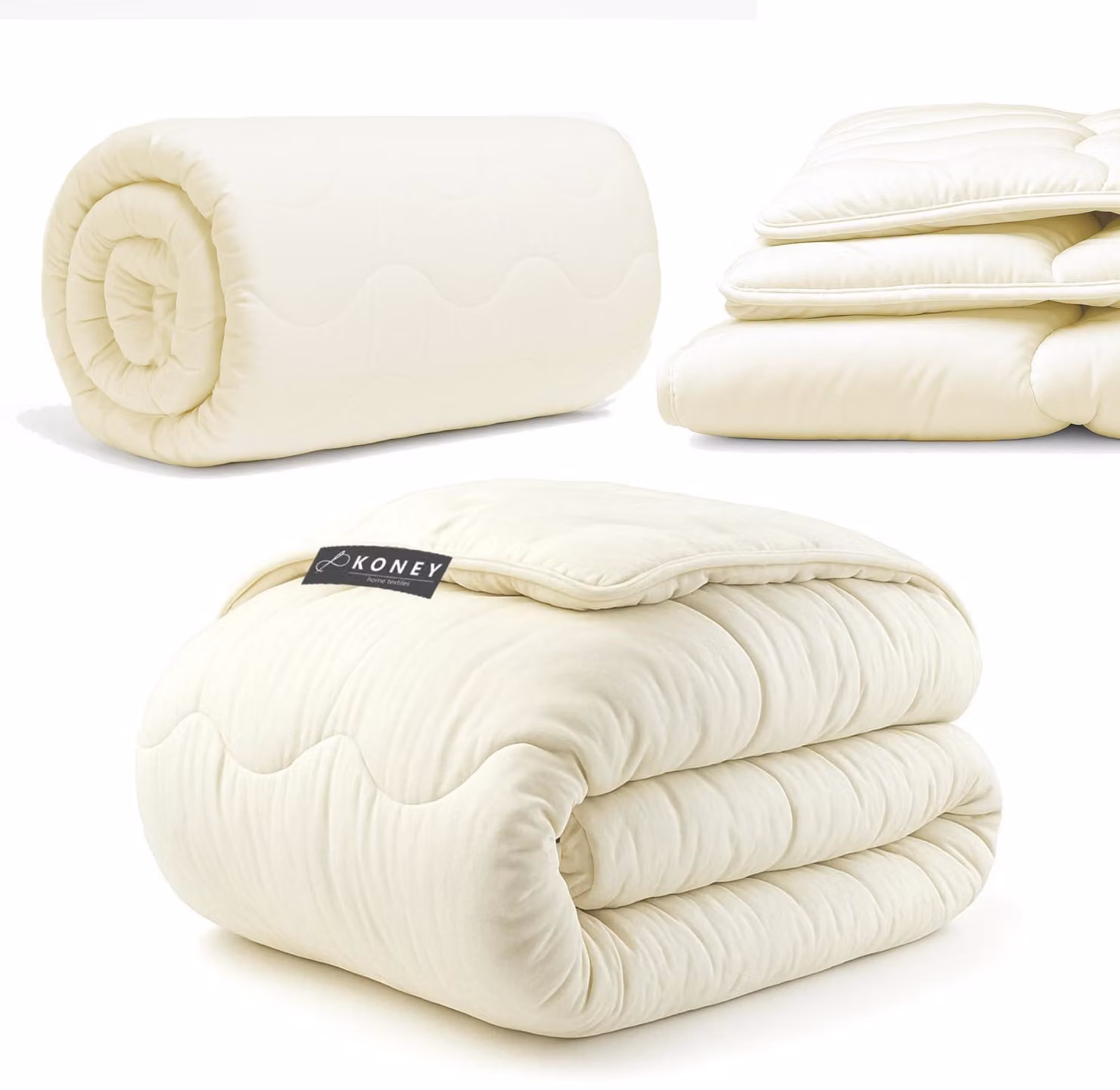 Piumino invernale Koney 160x200 cm bianco lana microfibra 70% lana vergine fibra siliconica