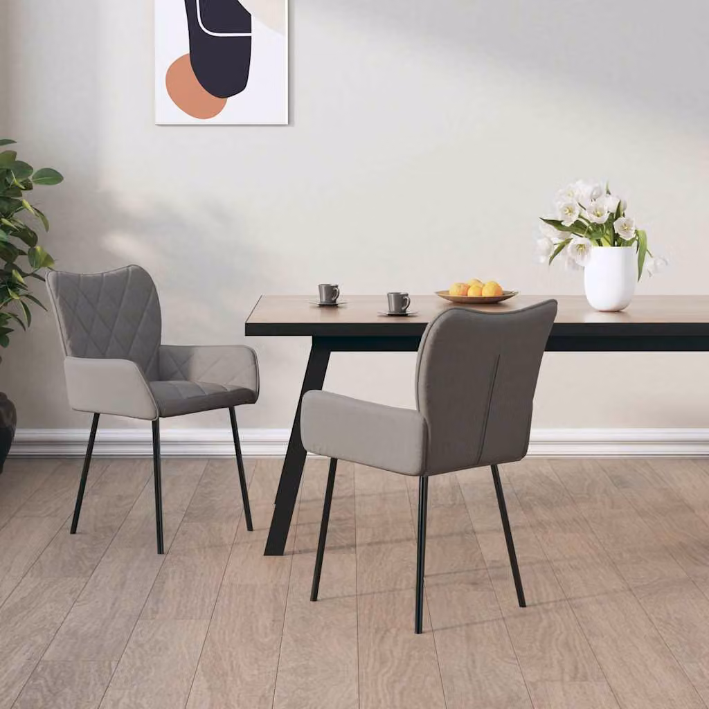 Set di 2 sedie da pranzo vidaXL in tessuto grigio con struttura in metallo e plastica per la tua zona pranzo moderna