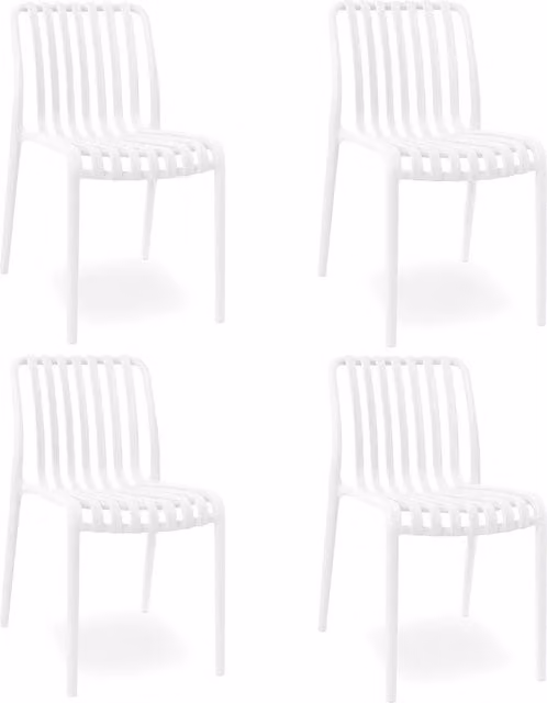 Set di 4 sedie da esterno Iside OKAFFAREFATTO in plastica bianca impilabile e resistente alle intemperie