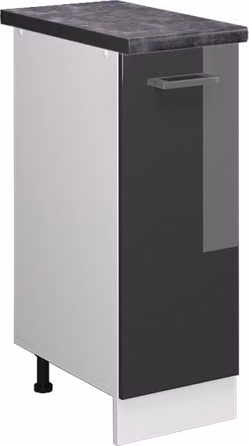 Armadio dispensa da cucina Vicco R-Line moderno con ante a battente, Antracite lucido e Bianco, L: 30 cm, P: 30 cm, H: 81,6 cm