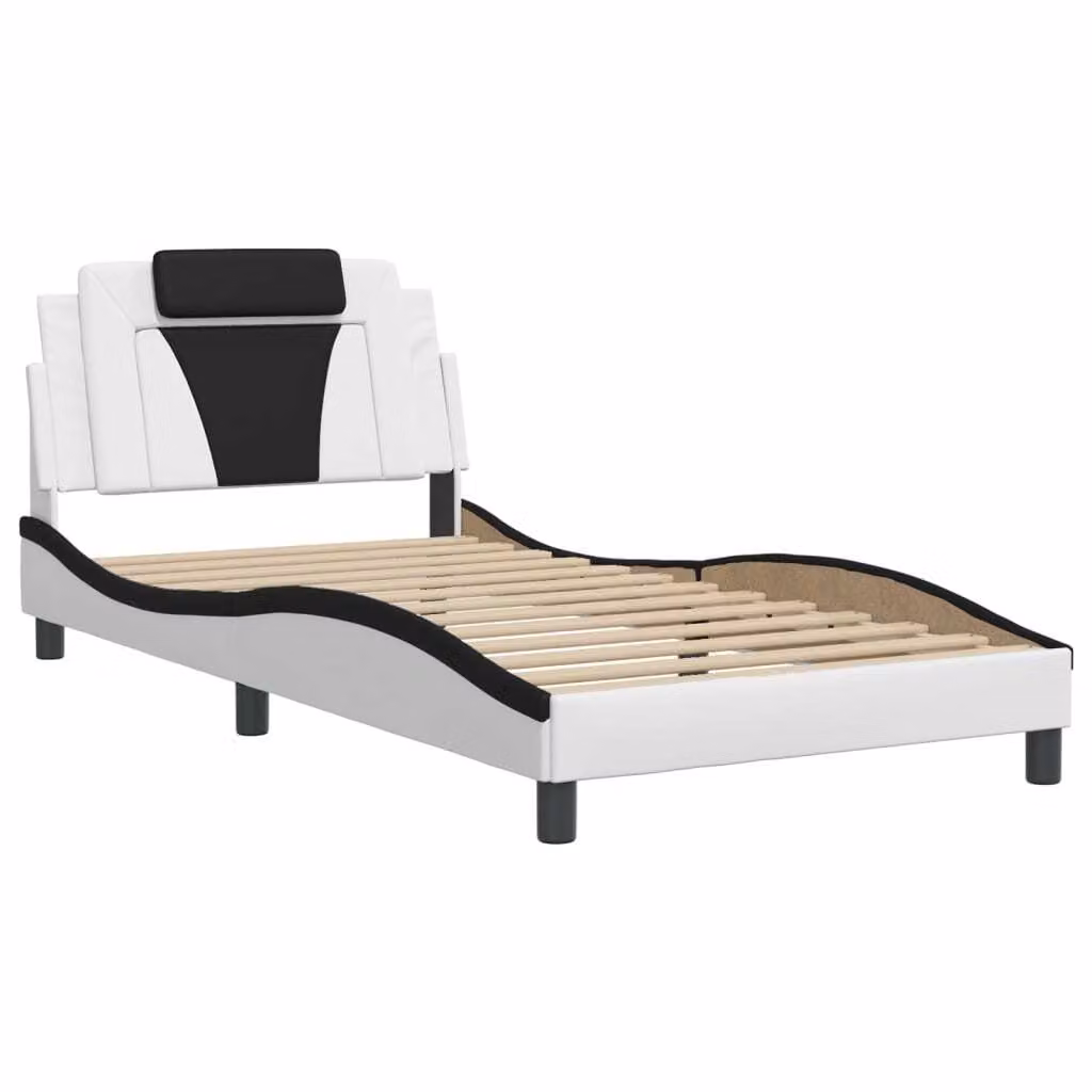 Giroletto Viana senza Materasso Nero e Bianco 100x200 cm in Pelle finta