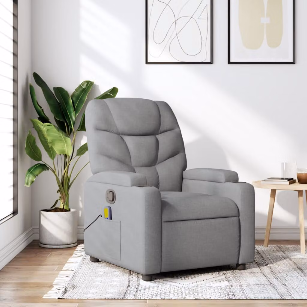 vidaXL Poltrona reclinabile relax in tessuto grigio con braccioli