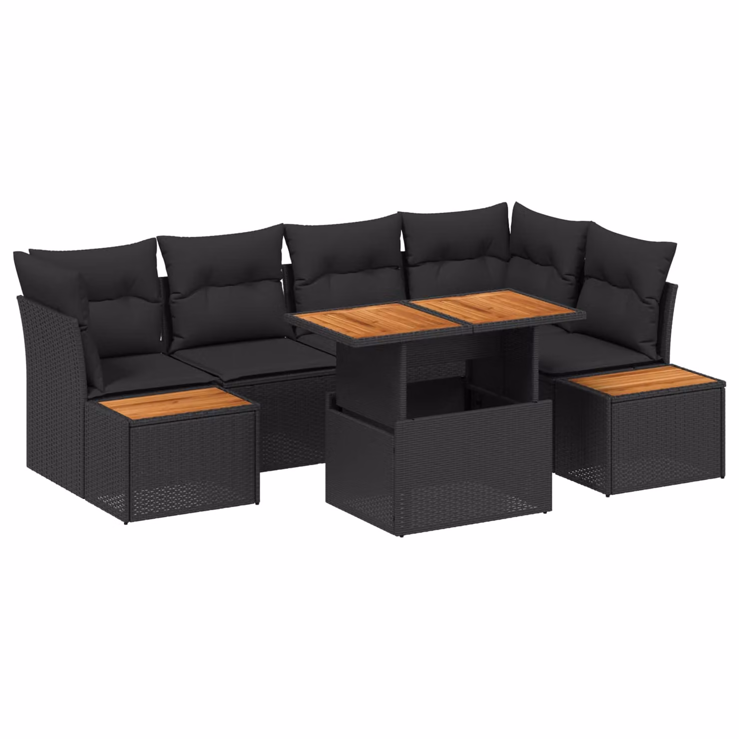Set Divano da Giardino a L vidaXL in Poly Rattan Nero con Cuscini inclusi – 1