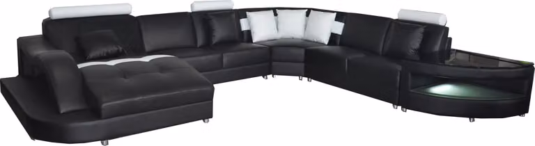 Leder Sofas Wohnlandschaft Eck Garnitur Design Modern Sofa mit USB L6015 Tisch