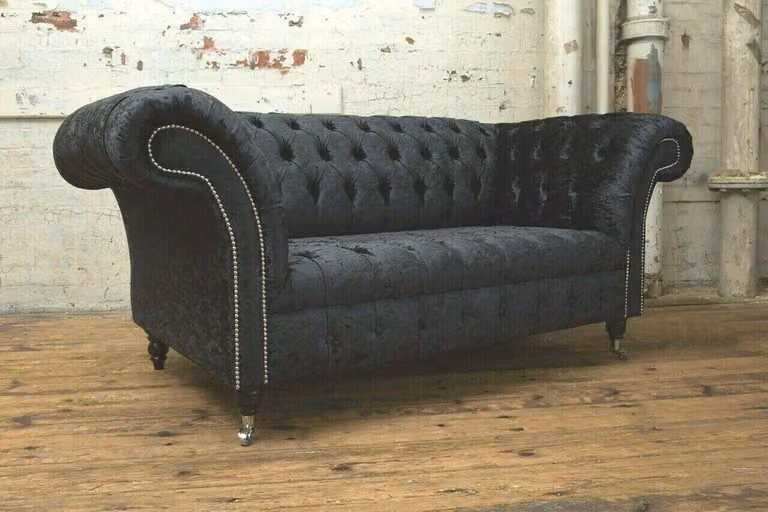 Luxus Chesterfield 2 Sitzer Couch Polster Sofa Textil Stoff Garnitur Couchen
