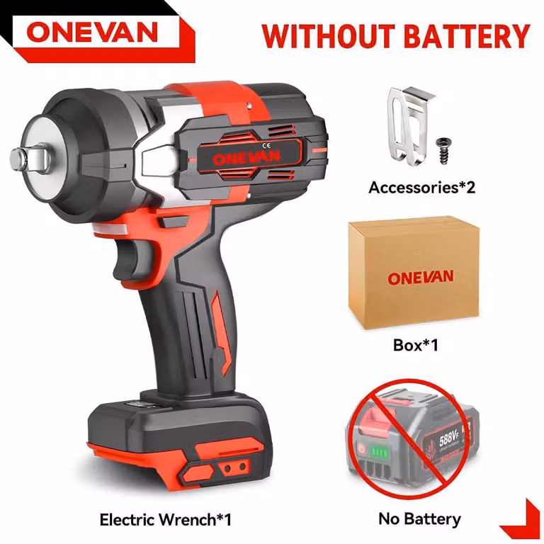 Avvitatore a impatto a batteria - Motore brushless da 18 V - Coppia 2800 Nm - Colpi 8500/min - Potenza 2800 W - Senza batteria - Colore oro