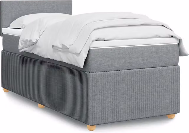 Giroletto a molle con materasso vidaXL in tessuto grigio chiaro e bianco, L/P: 100 x 200 cm
