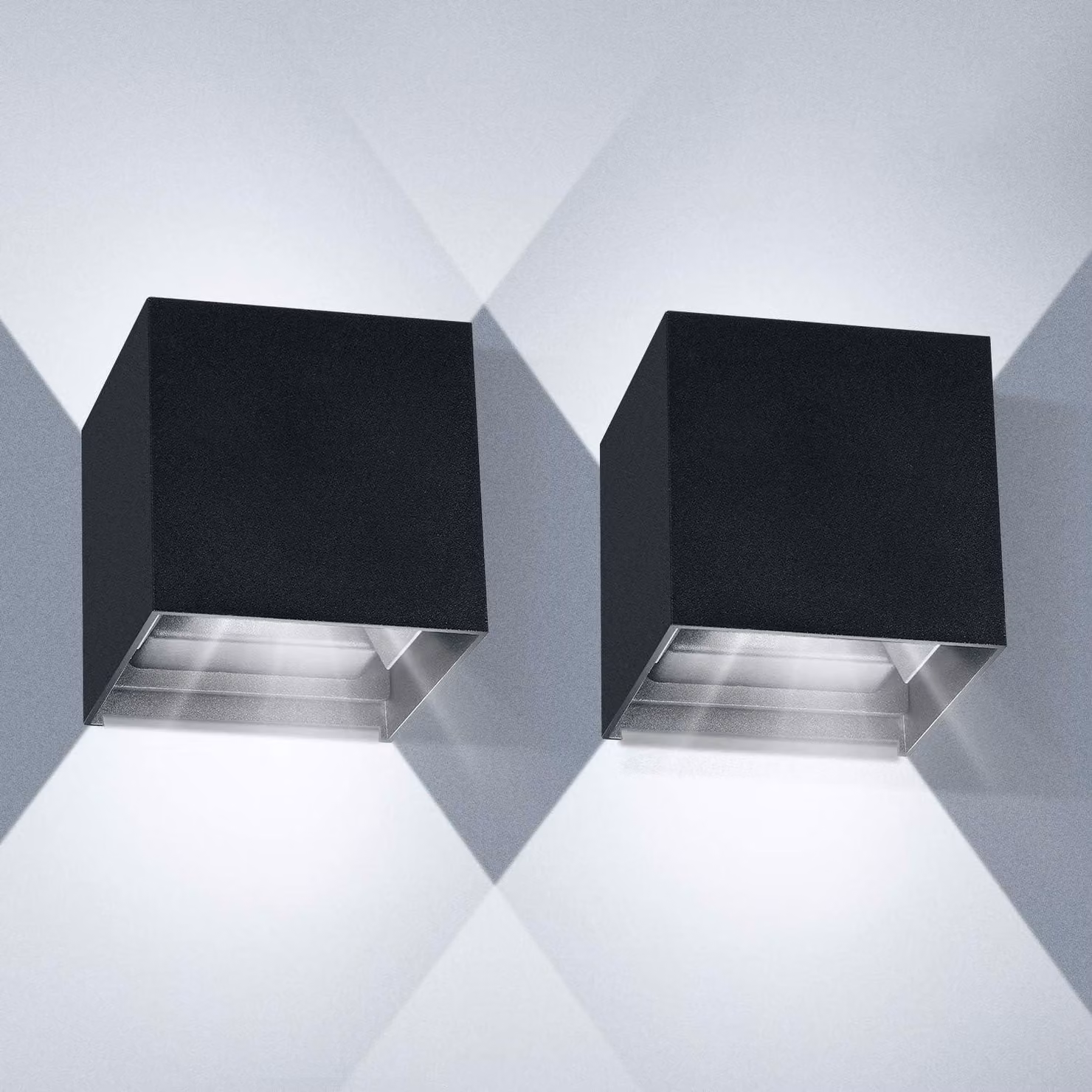 Lampade a LED da parete, set da 2, 20W, luce bianca fredda, 6000K, grado di protezione IP65