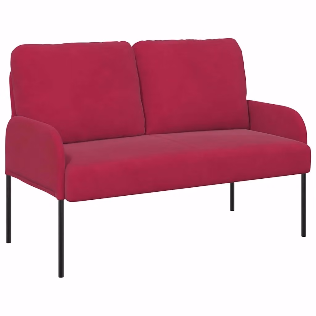 Divano moderno vidaXL in velluto rosso con cuscini per il tuo soggiorno L: 115 cm, P: 80 cm, H: 56 cm – 2