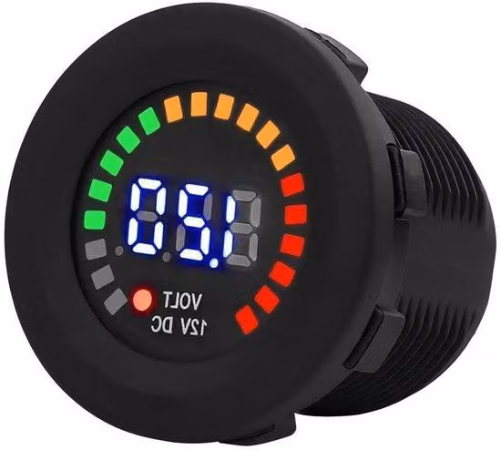 Voltmetro nero da 12 V per moto con display a LED