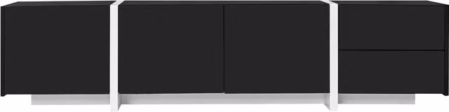 Mobile basso per supporto TV moderno GL Store con illuminazione LED integrata, Nero e Bianco, L 170 cm x P 30 cm x H 39 cm