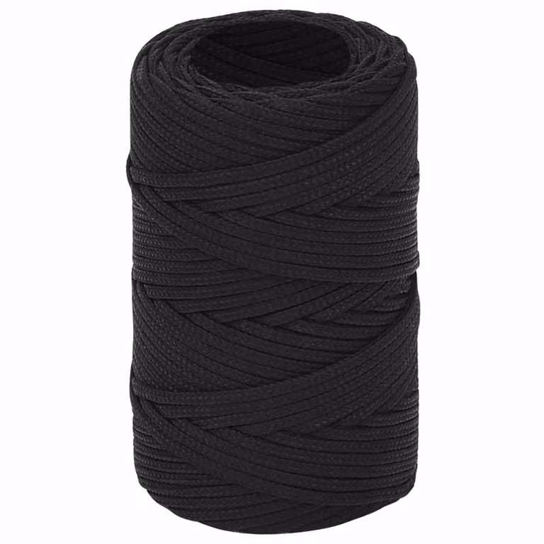 Corda multiuso vidaXL in plastica nera, diametro 2 mm, lunghezza 25 m, carico massimo 27 kg
