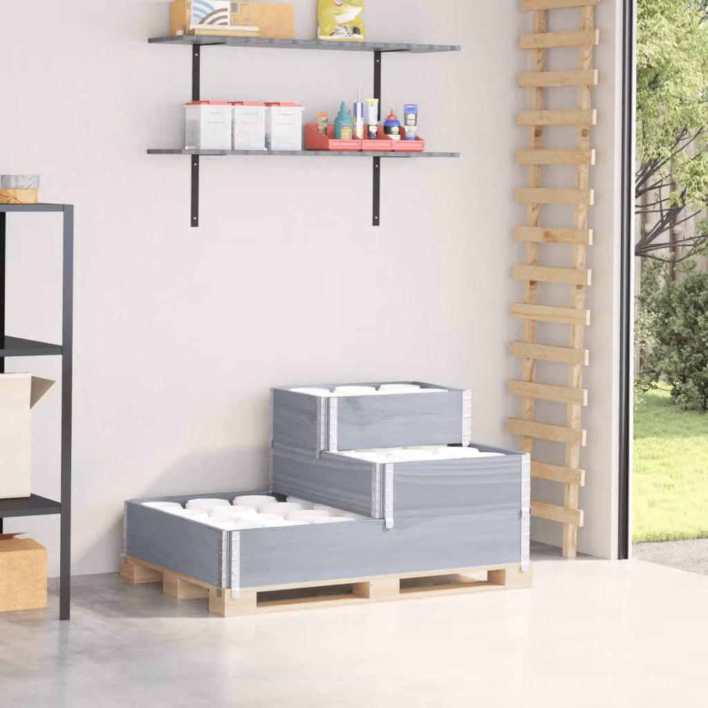Fioriera Rialzata a 3 Livelli vidaXL in Legno di Pino Grigia L: 120 cm, P: 80 cm, H: 60,5 cm