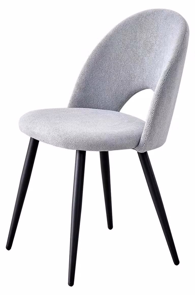 Set di 4 sedie da pranzo - Design scandinavo - Rivestimento in tessuto - Schienale aperto con cuscino - Senza braccioli - Assemblaggio richiesto - Grigio chiaro