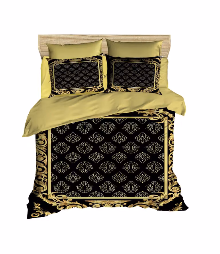 L'Essentiel Linge de Maison, Adal- PRF1142, Nero, Oro, Piumoni, Parte superiore del piumone e federa: 100% microsatinato di poliestere