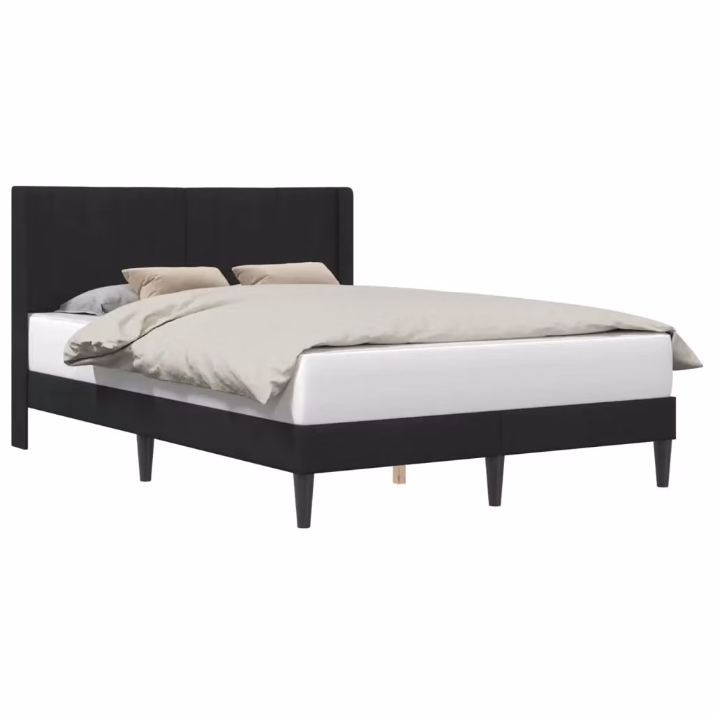 Struttura letto con testiera e giroletto in velluto nero DESIGN IN L/P: 120 x 200 cm – 2