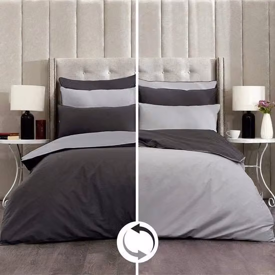 Set di biancheria da letto RECA HOME in cotone grigio, composto da copripiumino con zip e 4 federe, certificato Oeko-Tex Standard 100, L 135 cm x P 200 cm