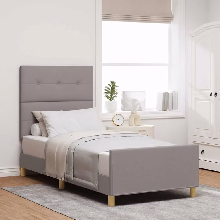 Struttura del letto con testiera Talpa vidaXL in tessuto e legno, L/P/H: 90 x 190 x 128 cm