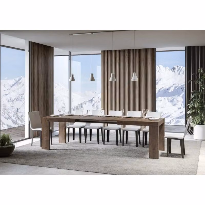 Tavolo allungabile rettangolare ITAMOBY marrone con piano in MDF laminato per soggiorno e sala da pranzo – 2