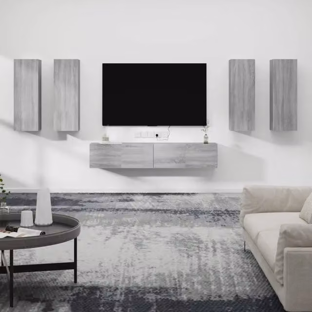 Set di Mobili Porta TV 6 pz-Credenza per TV Grigio Sonoma in Legno Multistrato 830454