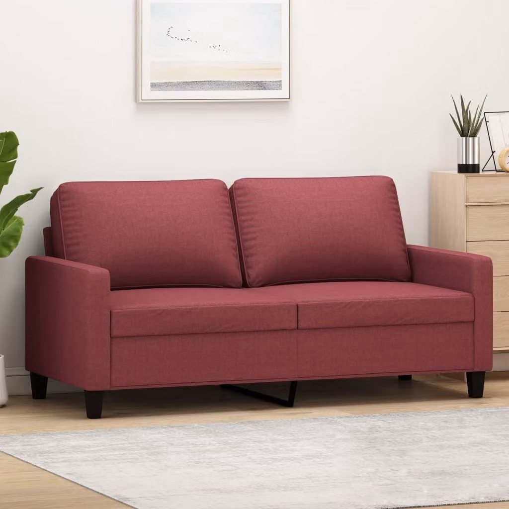 Divano a due posti, colore bordeaux, 140 cm, rivestito in tessuto, modello "Exclusive"