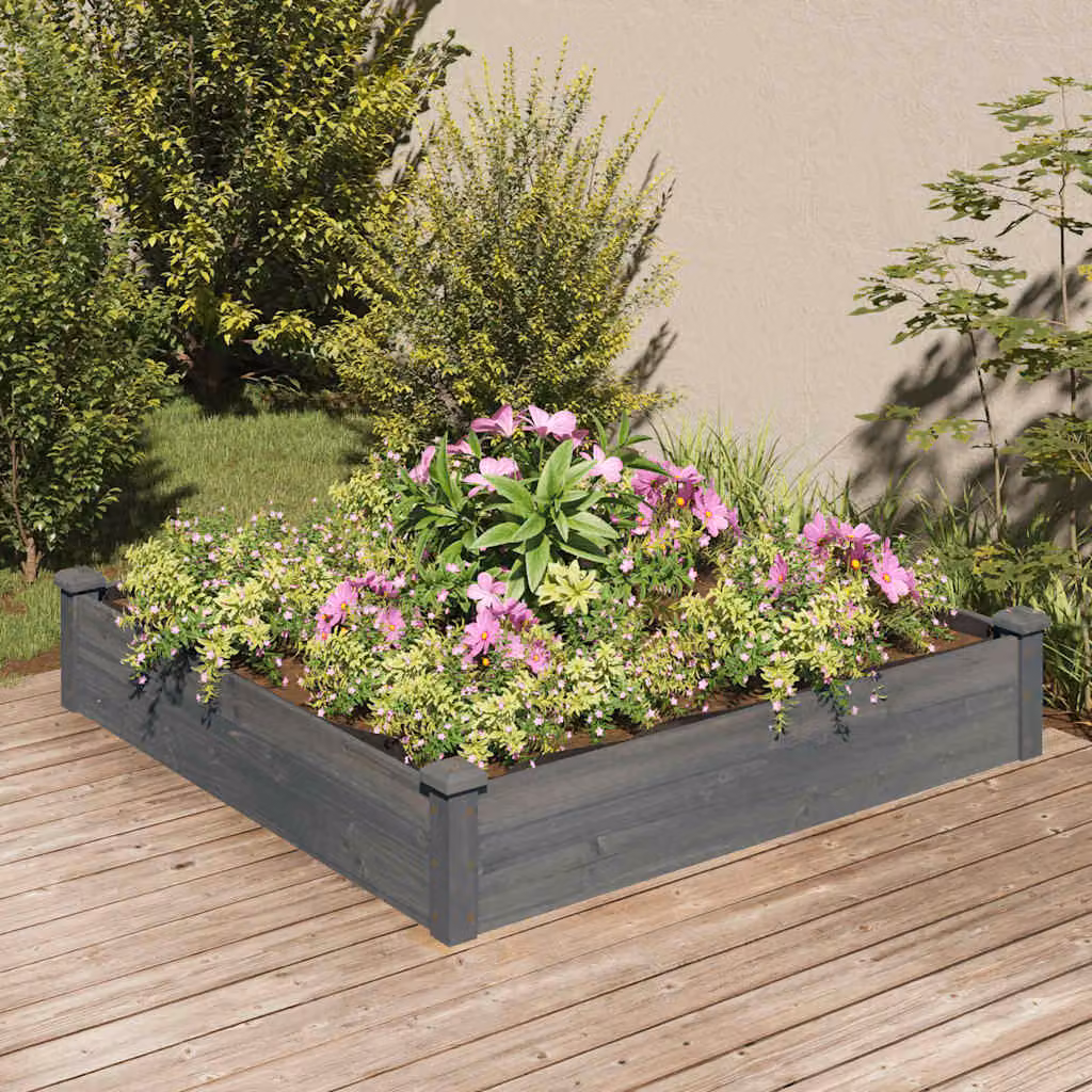 Fioriera da giardino vidaXL in legno di abete massello con fodera grigia L: 120 cm, P: 120 cm, H: 25 cm