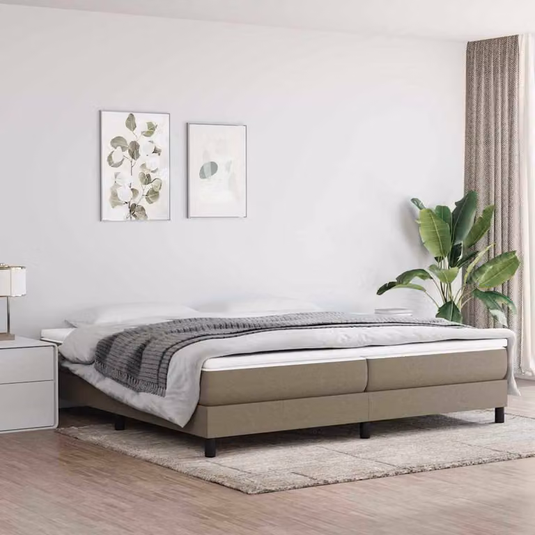 Struttura Letto Imbottita vidaXL con Doghe a Molla in Tessuto, Grigio/Beige, L 200 x P 200 x H 25 cm