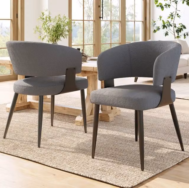 Sedia da pranzo 59x46.5x81.5 cm ergonomica in flanella e metallo grigio