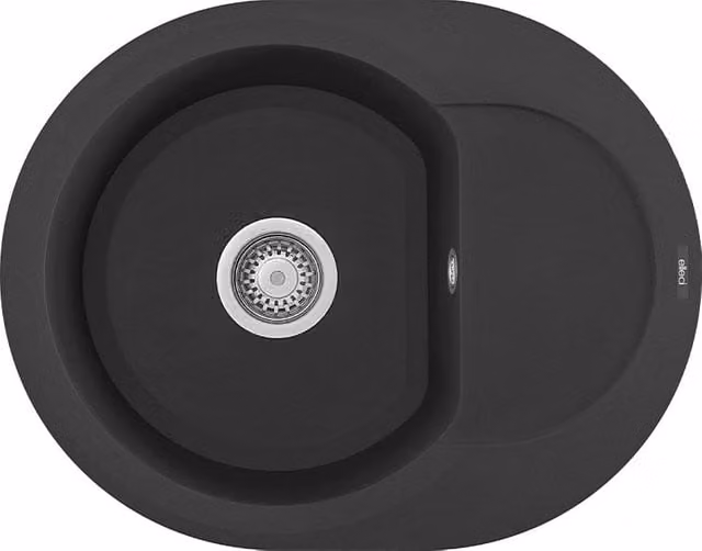 Lavello tondo da incasso Elleci Easy ROUND 600 in Granitek nero LGYR6040 – 1
