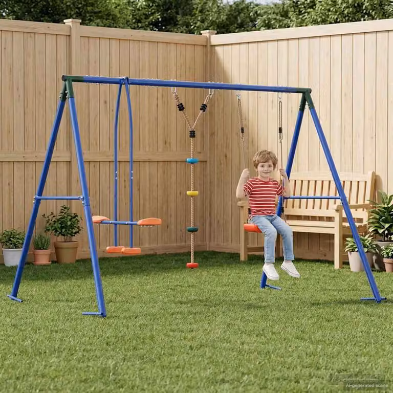 vidaXL Set di Altalene per Esterni Multicolore in Metallo e Plastica, Altezza: 185 cm