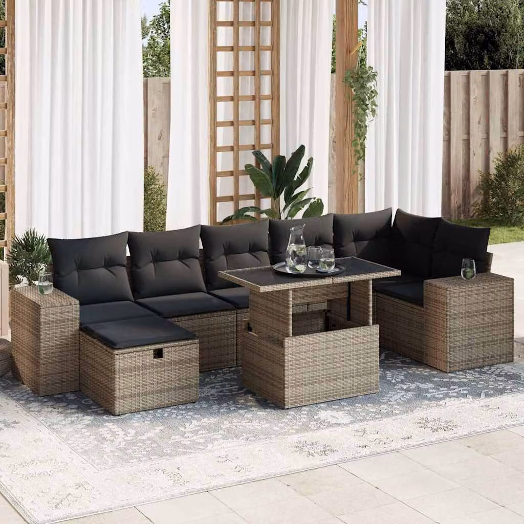 Maison Exclusive - Set divani da giardino 5 pezzi con cuscini grigio polyrattan