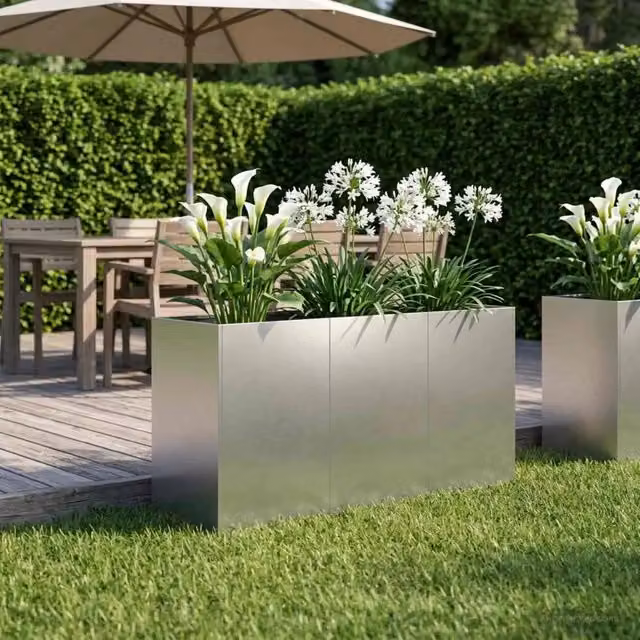 Vaso da giardino Argento 120 x 40 x 60 cm Acciaio Inox 8005894