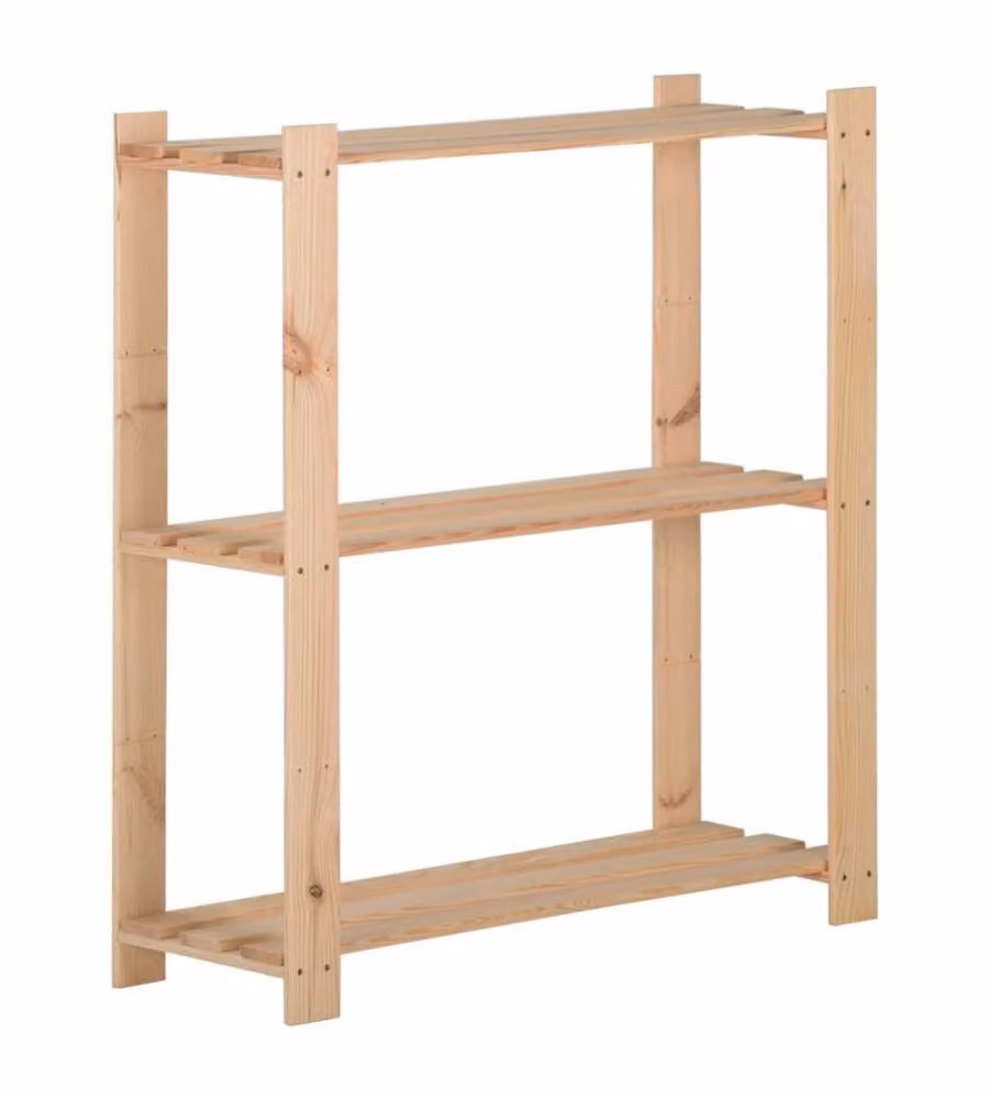 Scaffale a 3 Livelli 80x28,5x90 cm in Legno Massello di Pino