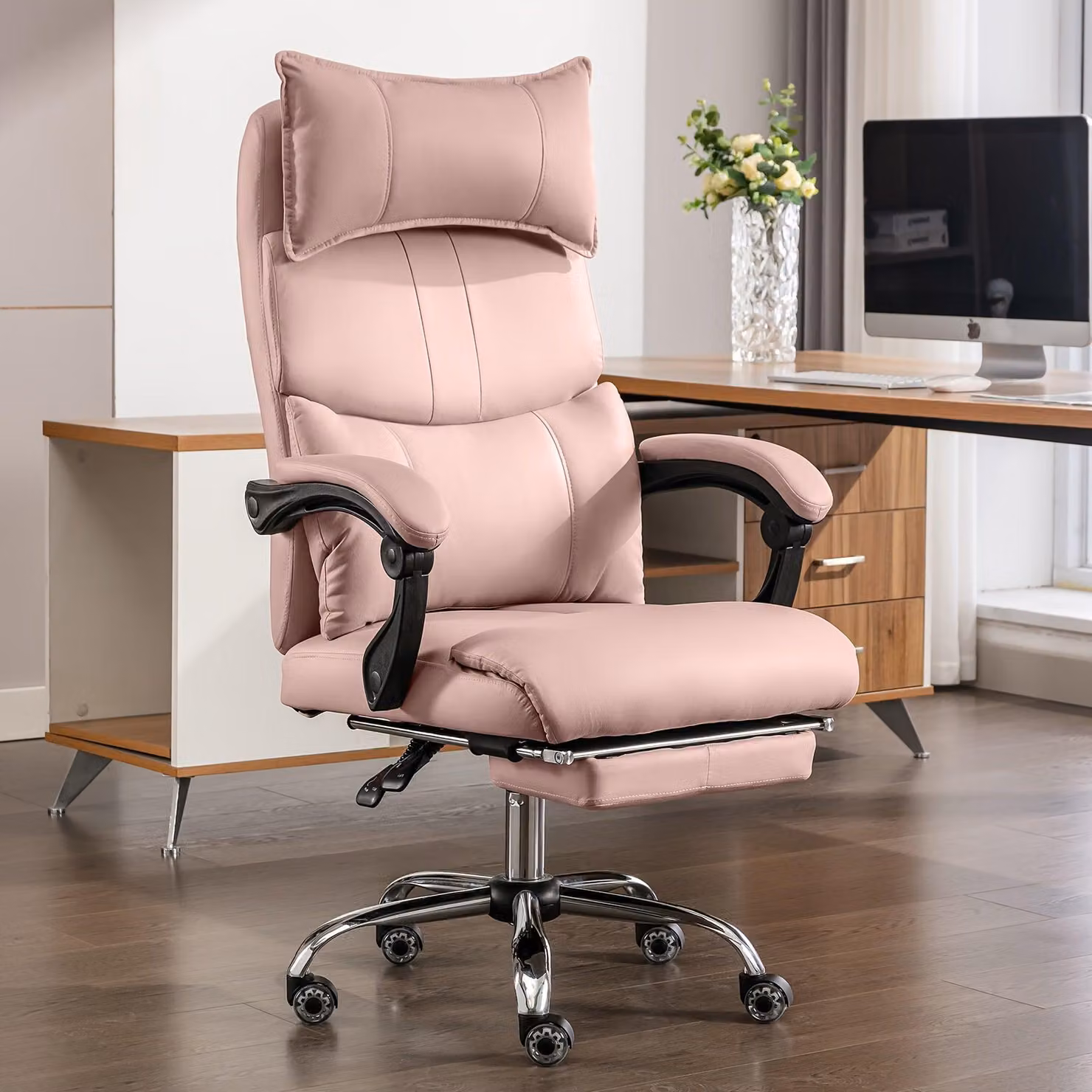 Sedia ergonomica da ufficio - Sedia da ufficio - Sedia da lavoro - Sedia girevole - Sedia per ufficio - Rosa intenso