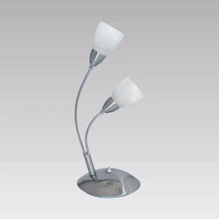ANKARA lampada da tavolo 2xE14/40W, nichel-cromo satinato/bianco alabastro L: 185, H: 452, con interruttore
