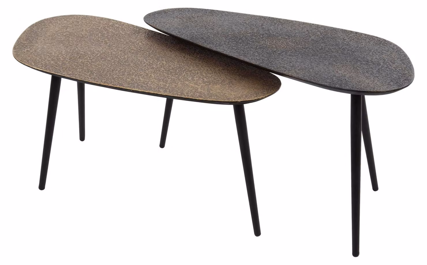 Tavolino FURNLUX nero metallizzato e oro 84 cm (2 pezzi) / Colore principale: nero / Dimensioni: 84 x 42 x 39 cm