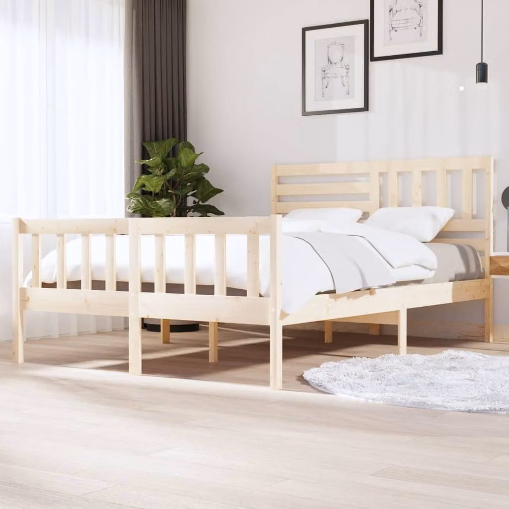 The Living Store Letto in legno massiccio 140x200 cm