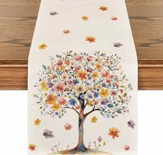 Tavolo da giardino Dynamo 40 x 180 cm – Motivo con fiori e alberi – Decorazione da tavola per primavera/autunno – Tavolo Dynamo per cucina, sala da pranzo e occasioni speciali