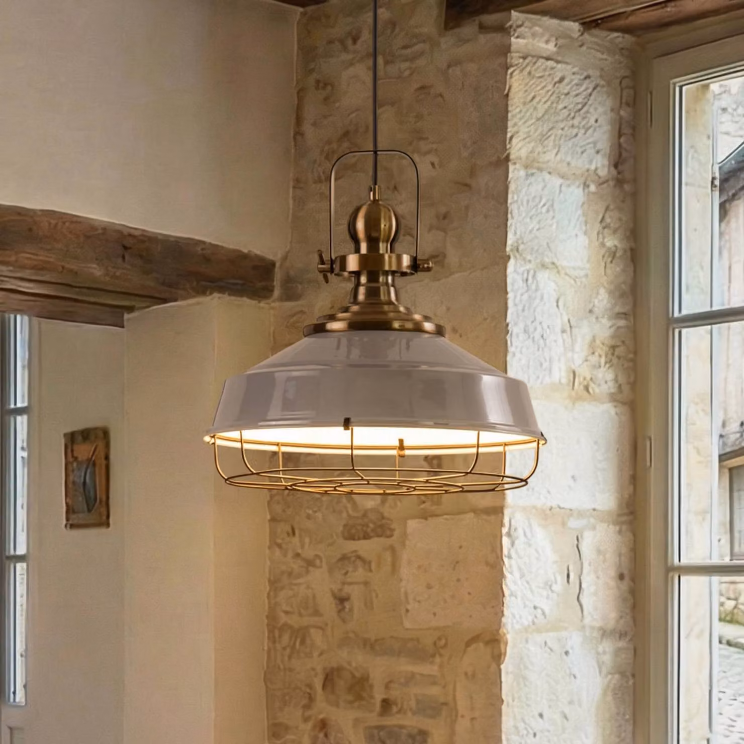 Lampada a sospensione Astel ROYALTECH, dimmerabile, Alluminio / Grigio / Zincato, Soggiorno / Sala da pranzo, Metallo, Industriale, Lampada a sospensione