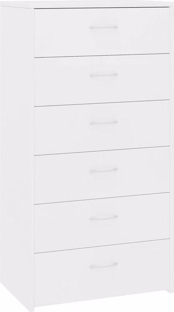 Credenza con 6 Cassetti Bianca 50x34x96 cm in Legno Multistrato
