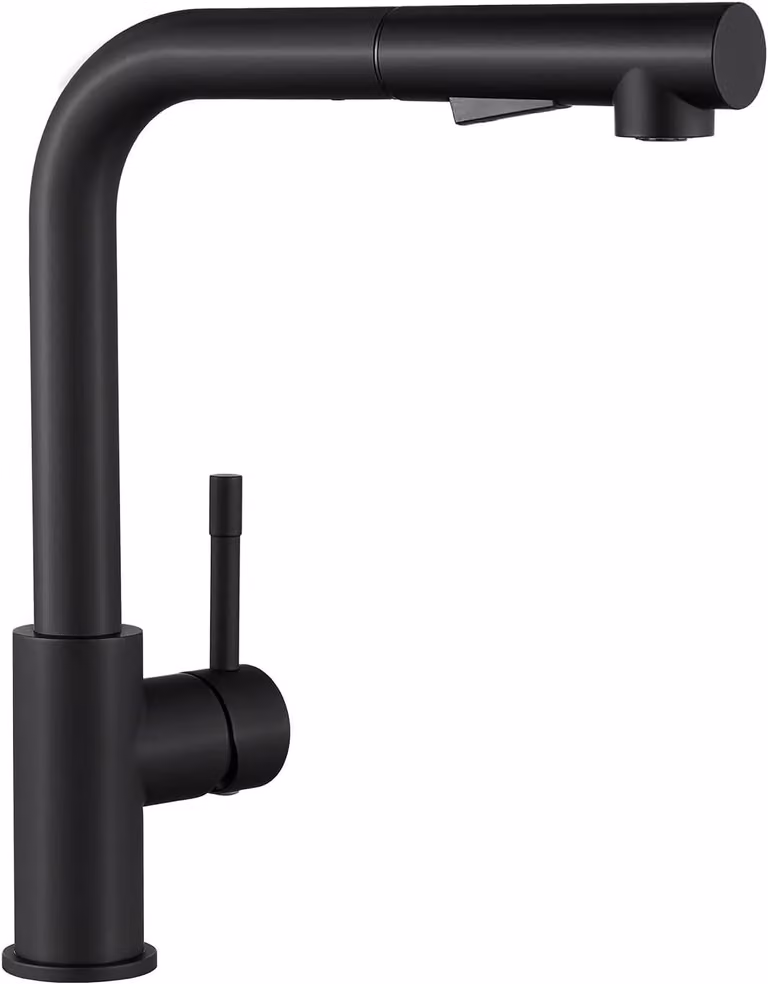 Miscelatore da cucina nero, alta pressione, con doccetta estraibile, 2 getti, rotazione a 360°, 40 cm, per la cucina