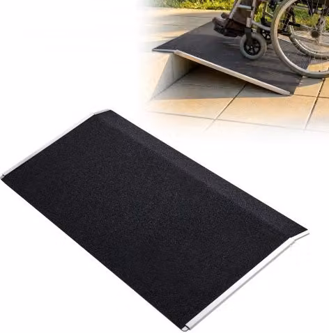 VEVOR Rampa di Soglia per Porte, 81 x 39 cm, Rampa per Sedia a Rotelle in Alluminio, Altezza Regolabile, Superficie Antiscivolo, Portata Massima 181,4 kg, per Gradini, Porte, Carrelli e Deambulatori