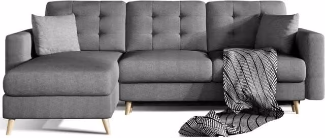 Divano angolare convertibile MEUBLORAMA grigio con funzione letto e reversibile per il tuo soggiorno – 1
