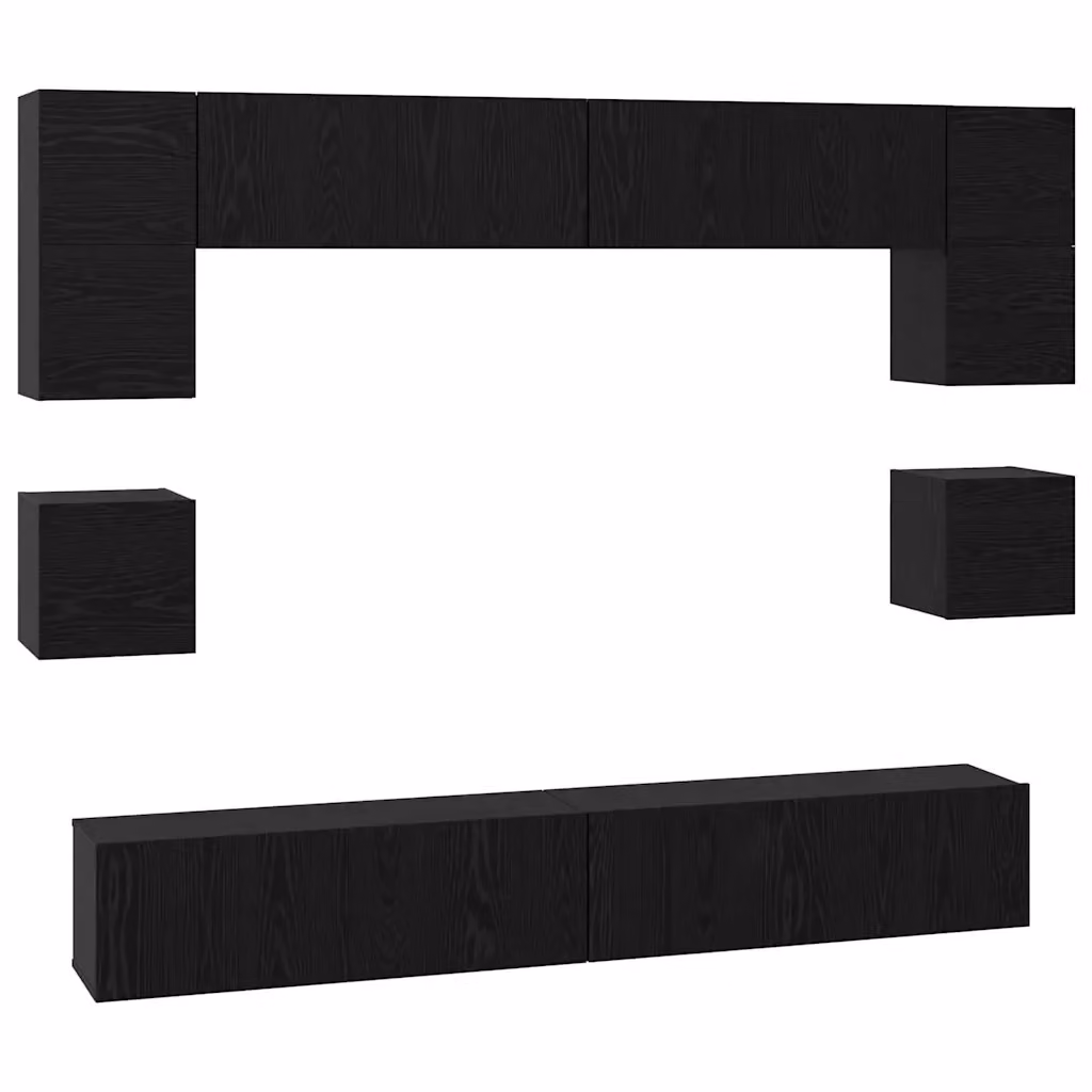Set mobile TV moderno vidaXL in 8 pezzi colore nero e rovere in legno ingegnerizzato MDF – 2