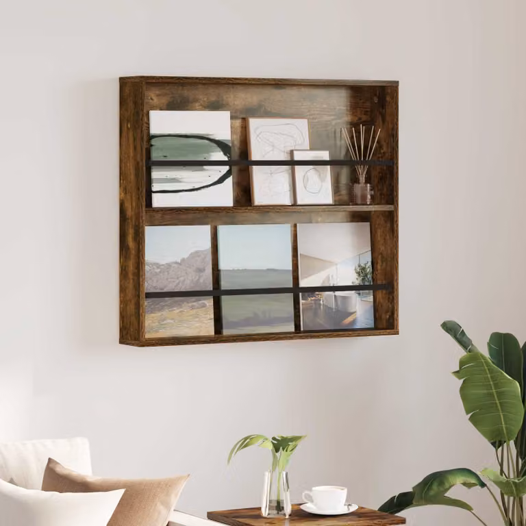 Scaffale per riviste moderno vidaXL in legno color marrone con ripiani regolabili, L 80 cm x P 12 cm x H 70 cm