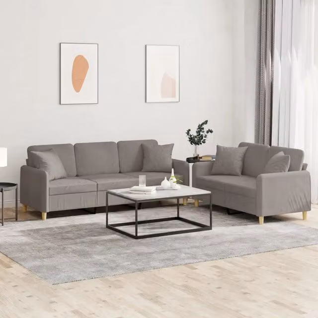 Set di 2 divani moderni vidaXL in tessuto beige e grigio con cuscini inclusi