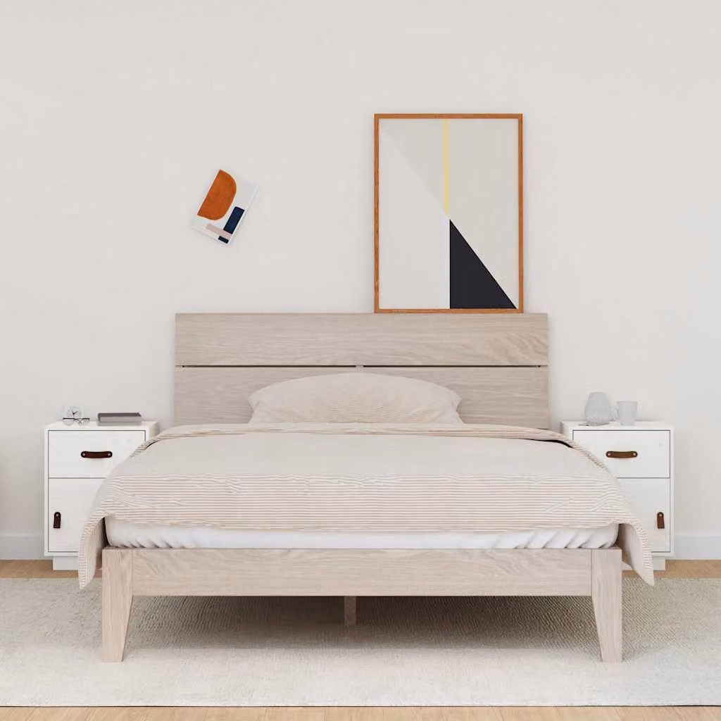 Set di 2 comodini bianchi vidaXL in legno massello di pino per camera da letto, L 40 cm, P 34 cm, H 55 cm
